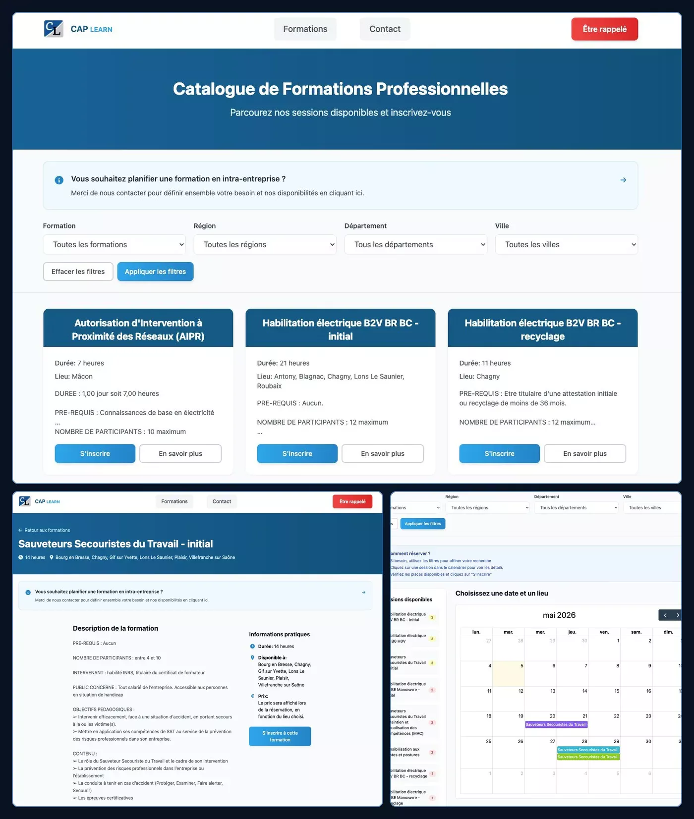 Cap Learn - Réservation de formation